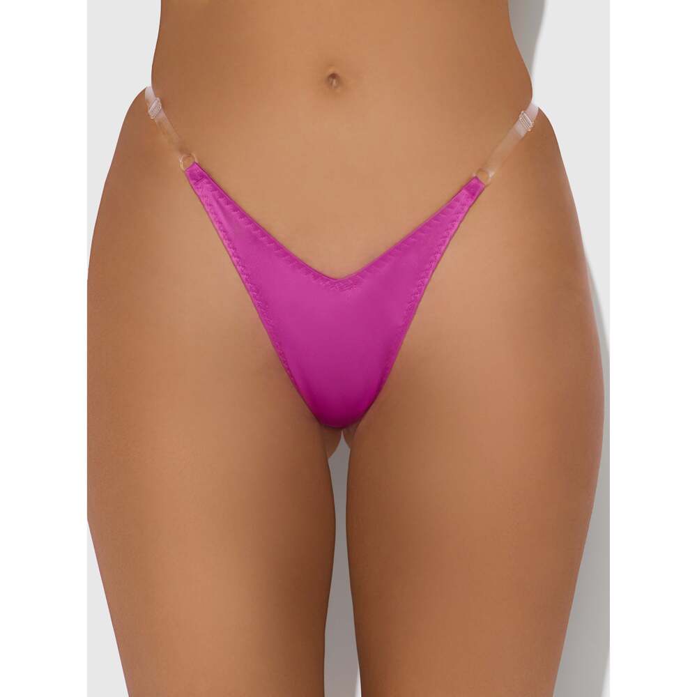 KRYSTAL CLEAR STRAP THONG - FUCHSIA
